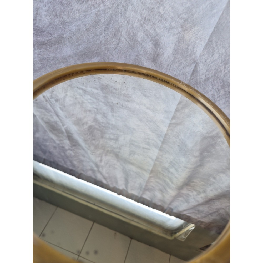 Vintage Large Hand Held Vanity Mirror with Floral Design 1950s Gold Tan - Picture 7 of 13